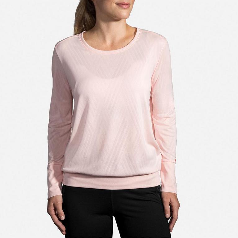 Brooks Women's ARRAY Long Sleeve Running Shirt - Pink - Canada (XZYKC-6295)